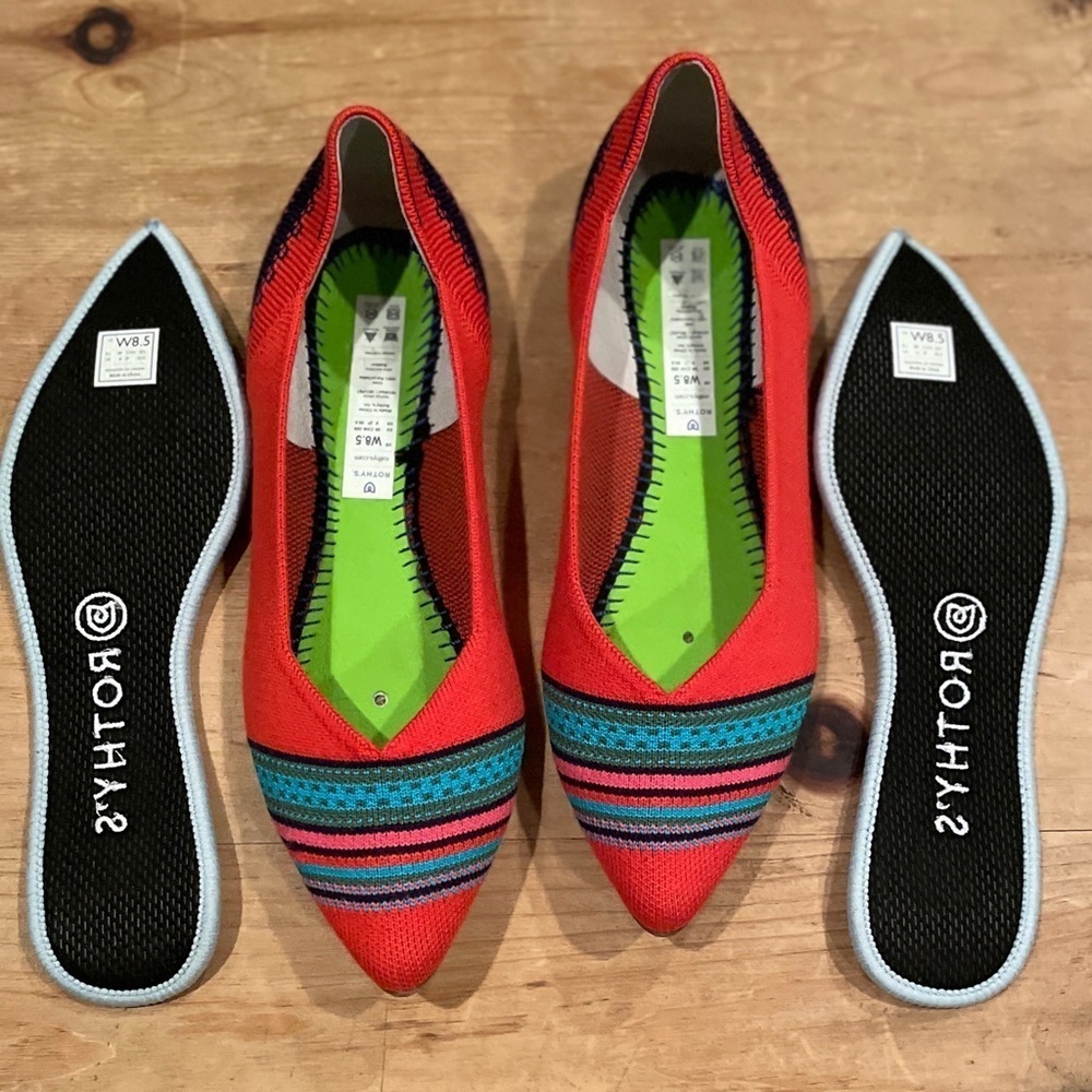 Rare Rothy’s Merino Collection Blaze Ribbon Stripe Points flats Loafers 8.5